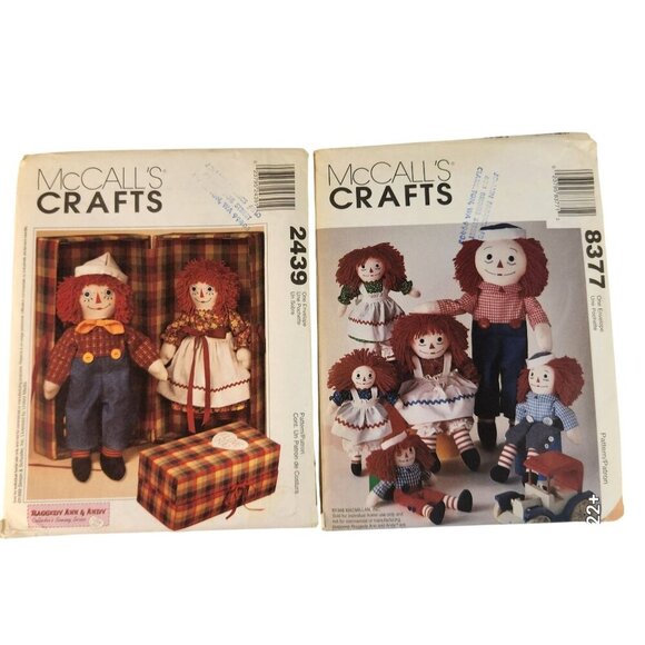 1990s Raggedy Ann & Andy Doll Sewing Patterns Nos. 2439 & 8377 Vintage Collectib - Picture 2 of 10